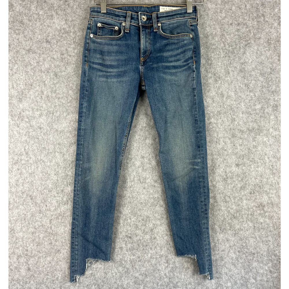 Rag Bone Cate Step Hem Ankle Skinny Jeans Womens 25 Hampton Medium Wash Mid Rise